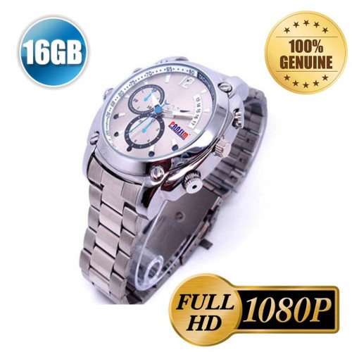 Pansim 16 Gb Newest Silver Hd 1080P Ir Night Vision Camera Waterproof Watch Camera Dvr